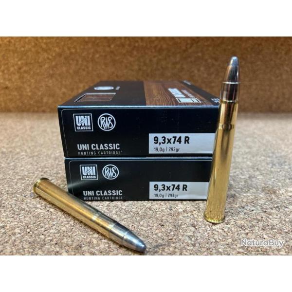 2 BOITES DE MUNITIONS CHASSE RWS CAL: 9.3x74R  UNI CLASSIC 19.0GR