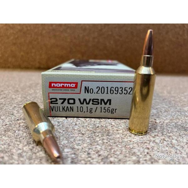 1BOITE DE MUNITIONS NORMA 270 WSM VULKAN 156gr