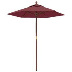 Parasol de jardin avec m&acirc;t en bois 196 x 231 cm rouge bordeaux 02_0008347