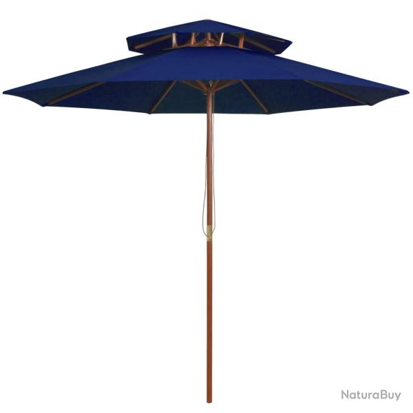 Parasol d'extrieur double avec mt en bois 270 cm bleu 02_0008441