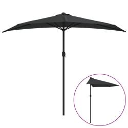 Parasol demi de balcon avec m&acirc;t en aluminium 270 x 135 x 245 cm noir 02_0008302