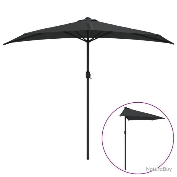 Parasol demi de balcon avec m�t en aluminium 270 x 135 x 245 cm noir 02_0008302