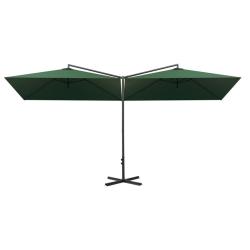 Parasol double avec m&acirc;t en acier 600 x 300 cm vert 02_0008438