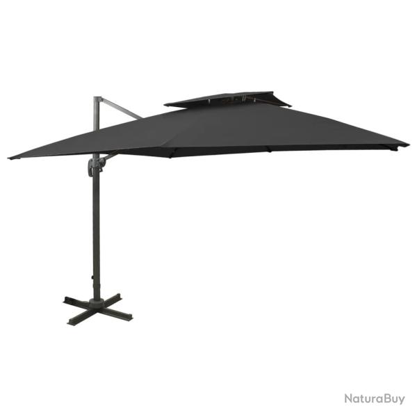 Parasol d�port� � double toit 300 x 300 cm noir 02_0008558