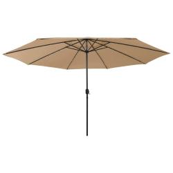 Parasol d'ext&eacute;rieur avec led et m&acirc;t en m&eacute;tal 400 cm taupe 02_0008184