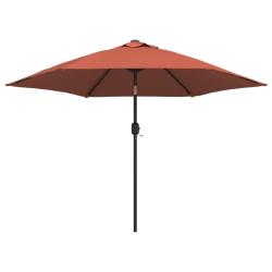 Parasol d'ext&eacute;rieur avec led et m&acirc;t en acier 300 cm orange 02_0008178