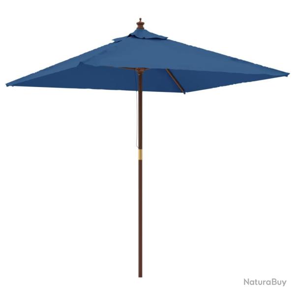 Parasol de jardin avec m�t en bois 198 x 198 x 231 cm bleu 02_0008338