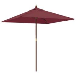 Parasol de jardin avec m&acirc;t en bois 198 x 198 x 231 cm bordeaux rouge 02_0008348