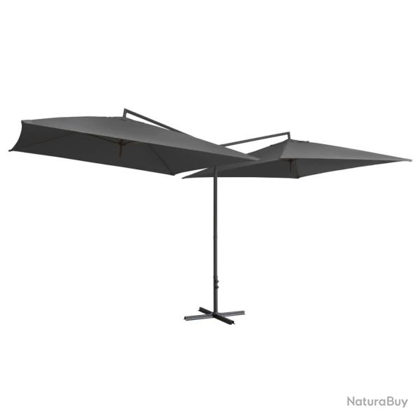 Parasol d'ext�rieur double avec m�t en acier 250 x 250 cm anthracite 02_0008415