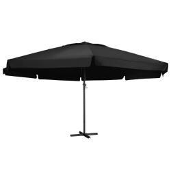 Parasol d'ext&eacute;rieur avec m&acirc;t en aluminium 600 cm noir 02_0008239