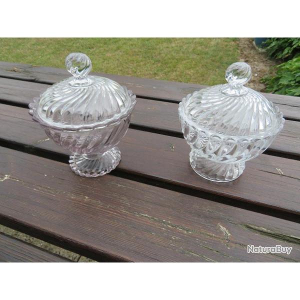 VINTAGE - Paire de Drageoir/Bonbonni�re en cristal de PORTIEUX & de BACCARAT (XX�)