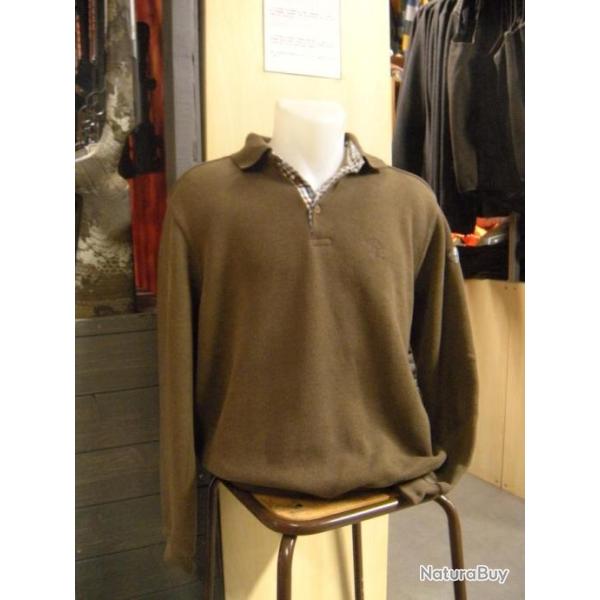 SWEAT COL BOUTONNE CAMEL LOVERGREEN , T:2XL.