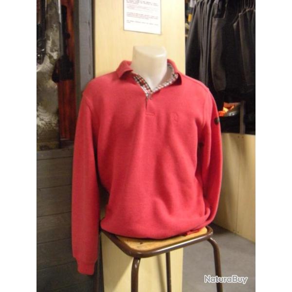 SWEAT COL BOUTONNE VIEUX ROSE LOVERGREEN , T:3XL.