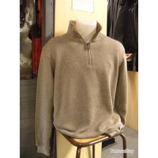 SWEAT COL ZIPPE  CHATAIGNE LOVERGREEN , T:M.
