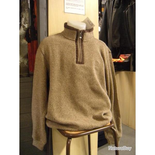 SWEAT COL ZIPPE BEIGE CHINE LOVERGREEN , T: 2XL.