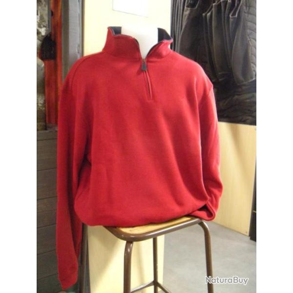 SWEAT COL ZIPPE ROUGE FONCE LOVERGREEN , T: 3XL.