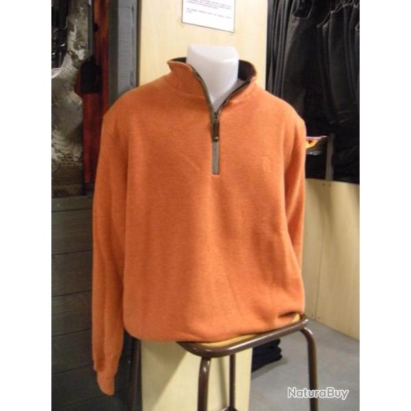 SWEAT COL ZIPPE LAINE ORANGE LOVERGREEN , T: 3XL.