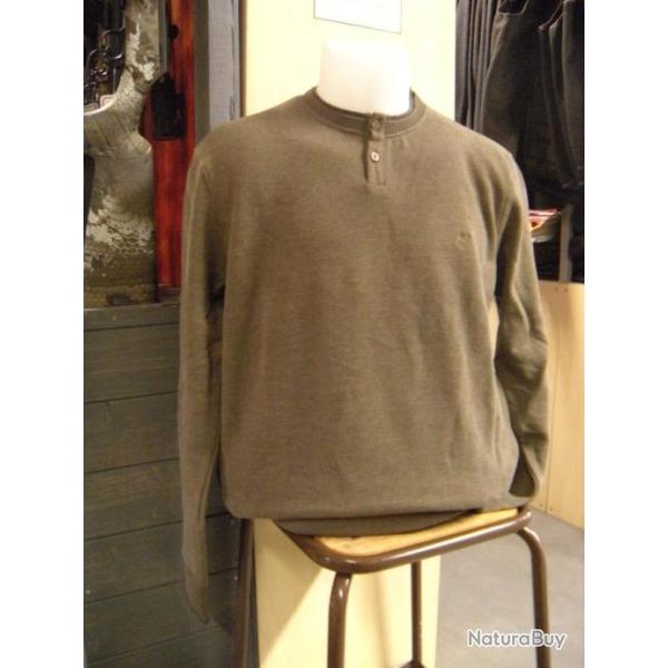 SWEAT COL ROND KAKI  LOVERGREEN , T:XL.