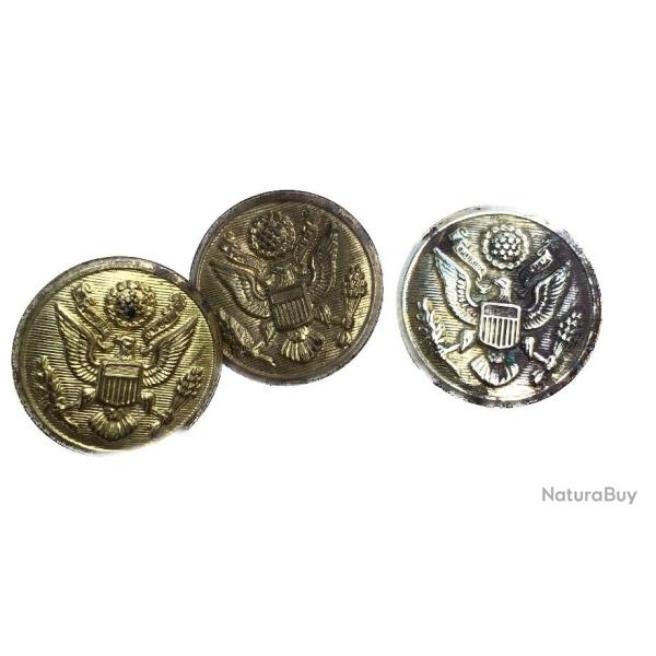 3 Boutons US WW2 laiton marquages identique U.A.M CO aigle usa americain gros mod�le 29mm