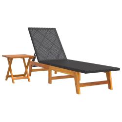 Transat chaise longue bain de soleil lit de jardin terrasse meuble d'ext&eacute;rieur avec table r&eacute;sine tr