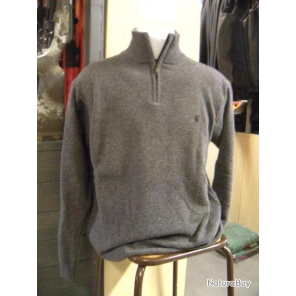 PULL LAMBSWOLL COL T LOVERGREEN GRIS FONCE , T: 3XL.