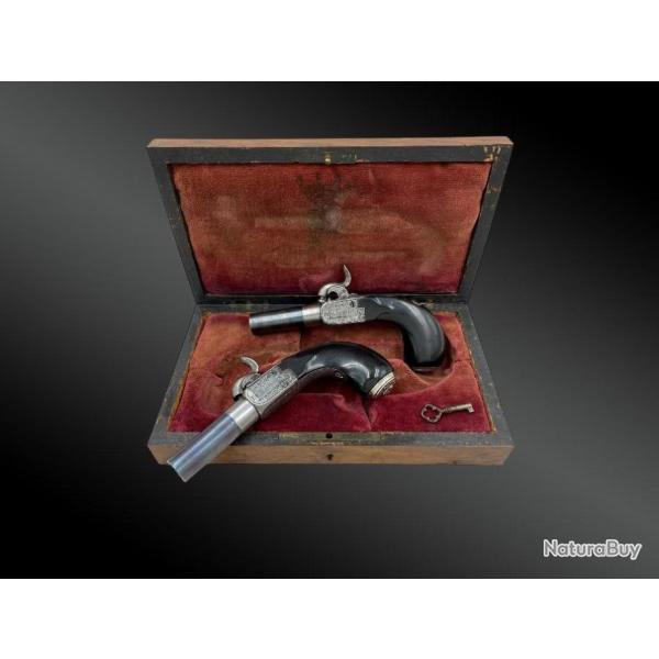 Paire De Pistolets  Coffre Signe Beaucheron  Paris En Coffret France - XIXme