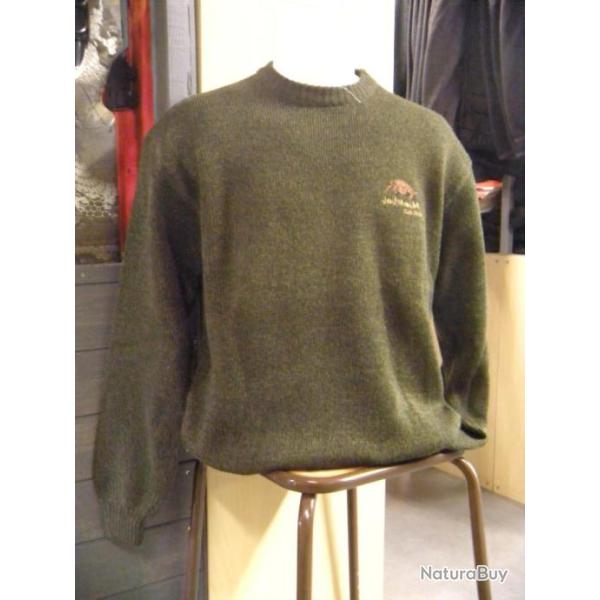 PULL COL ROND CLUB CHASSE , VERT , T: 3XL.