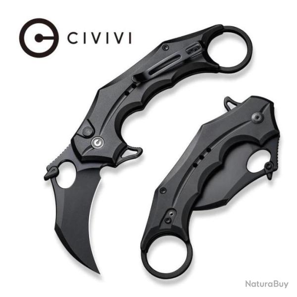 Couteau CIVIVI Incisor II Black Karambit Lame Acier Nitro-V Manche Alum IKBS Button Lock CIVC16016B1