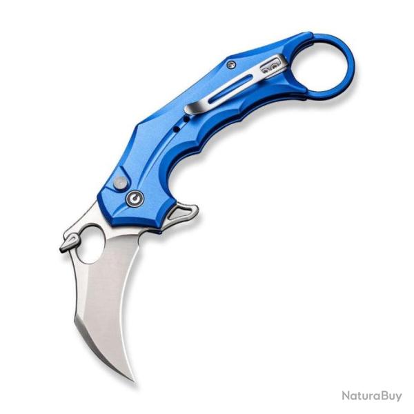 Couteau CIVIVI Incisor II Blue Karambit Lame Acier Nitro-V Manche Alum IKBS Button Lock CIVC16016B2