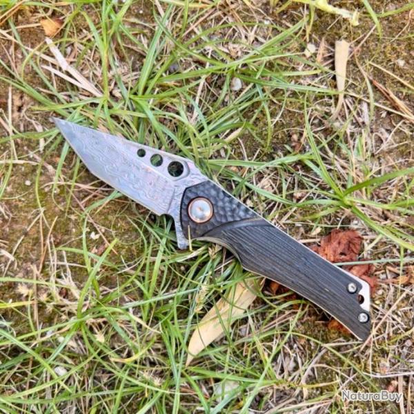 Petit couteau pliant de poche acier damas collection camping