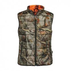 Gilet de chasse Percussion Warm R&eacute;versible Orange Camo Forest