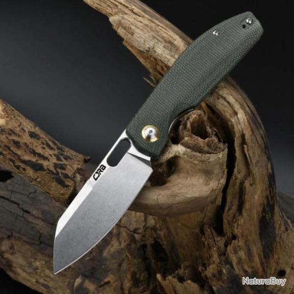 Couteau CJRB Ekko Green Lame Sheepsfoot Acier AR-RPM9 Manche Micarta IKBS LinerLock Clip J1929MGN