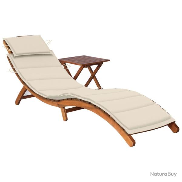 Transat chaise longue bain de soleil lit de jardin terrasse meuble d'ext�rieur avec table et coussi