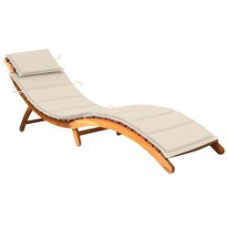 Transat chaise longue bain de soleil lit de jardin terrasse meuble d'ext&eacute;rieur avec coussin bois d'