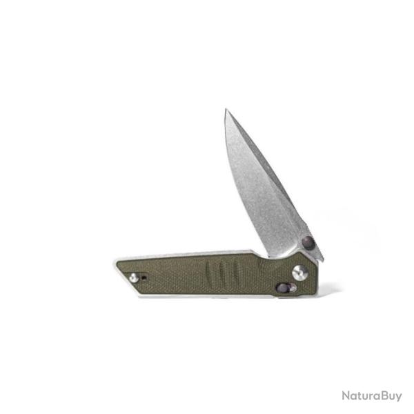 Couteau Real Steel Sacra Green Lame Acier K110 Stonewash Manche Micarta Slider Clip RS7711G