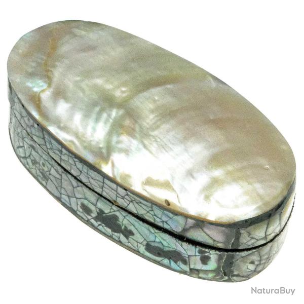 Boite � bijoux plaqu� nacre blanche et abalone paua