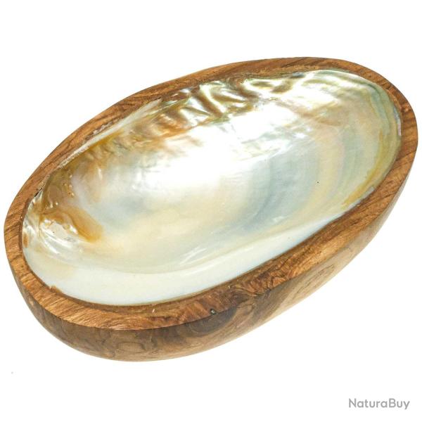 Vide poche avec coquillage moule nacr�e et bois