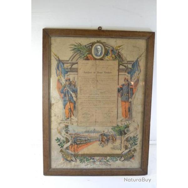 Certificat de bonne conduite 155 RI r�giment d'infanterie 1894. Commercy / S�zanne