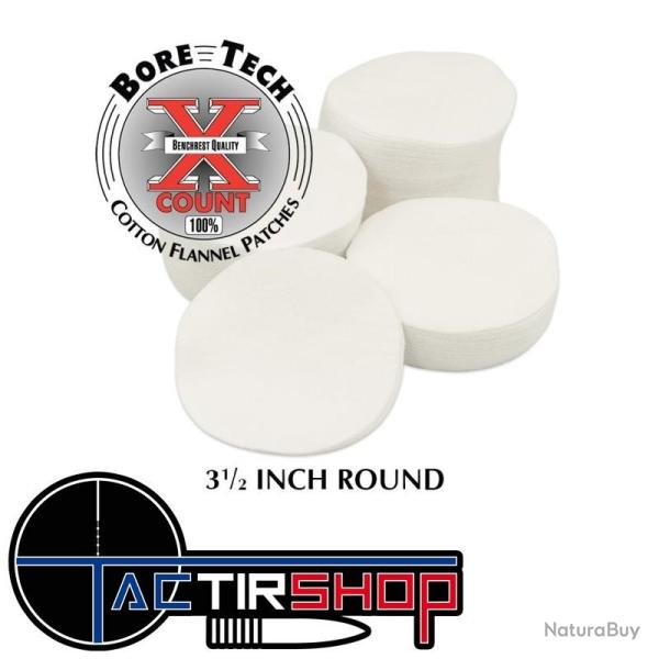 250 Patchs ronds Bore Tech 3-1/2" Calibre 20 Ga, 16 Ga, 12 Ga, 10 Ga
