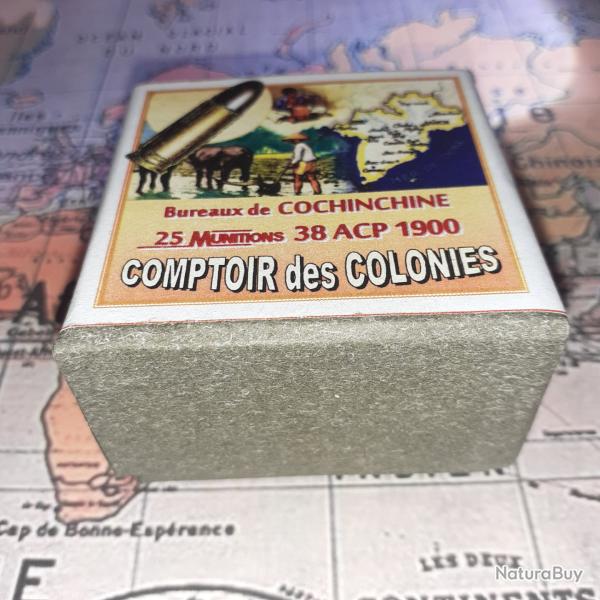 38 ACP 1900 (Comptoir des Colonies / Cochinchine): Reproduction boite munitions (vide) CoCo 10716848