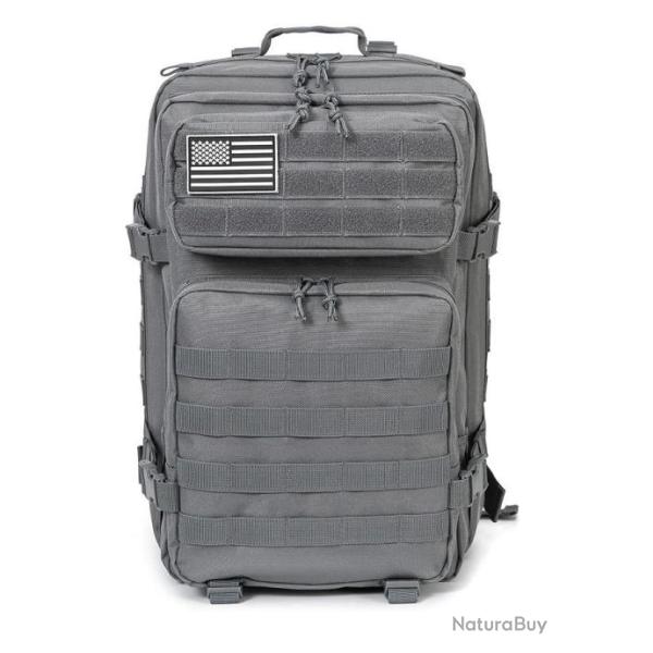 Sac � Dos Militaire Tactique 45L Grande Capacit� Molle Chasse P�che Trekking Randonn�e Escalade Gris