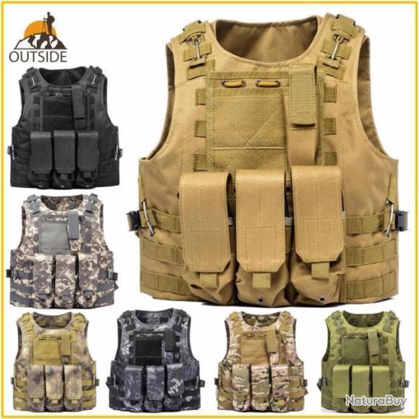 Gilet Tactique USMC pour Chasse - Airsoft - Militaire - Plusieurs Couleurs -Tr�s Pratique !