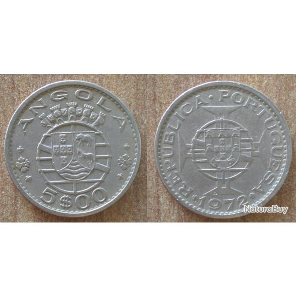 Angola 5 Escudos 1972 Portugal Colonie Piece Centavo Escudos Escudo