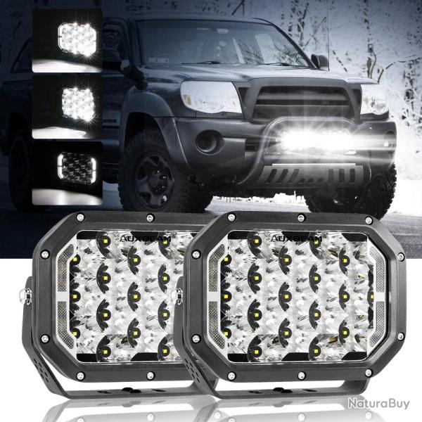 Auxbeam Feux de route blancs avec DRL - 7x5 pouces (2 pi�ces)