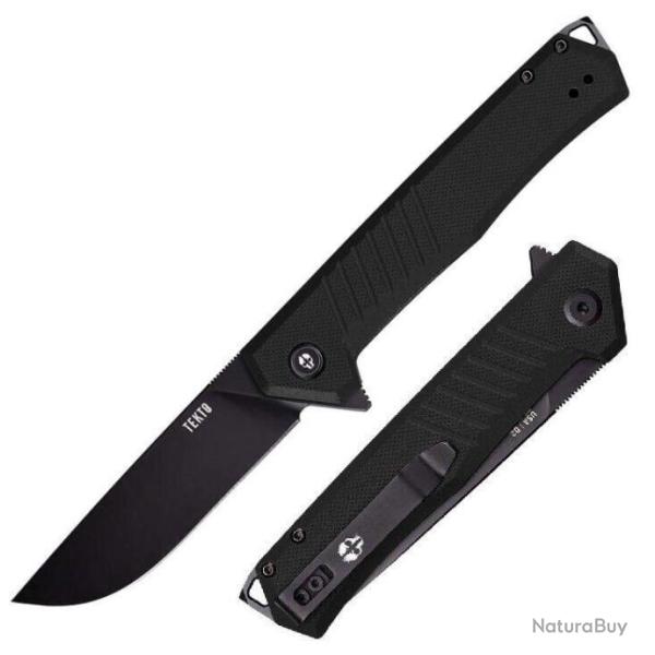 Couteau Tekto Knives F1 Alpha Black Lame Acier D2 Black Manche G10 Linerlock Clip USA TKTF1GBKBK1