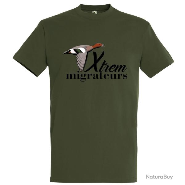 Tee shirt canard siffleur vert XTREM MIGRATEURS