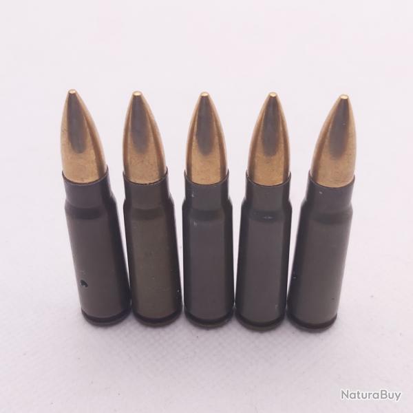 Lot 5 Balles neutralis� de 7,62mm AK47 SKS 7.62x39mm Kalachnikov d�coration INERTE NEUTRA