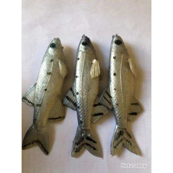 3 leurre mino naturel  n5 11 cm nu Mepps peche rivi�re carnassier
