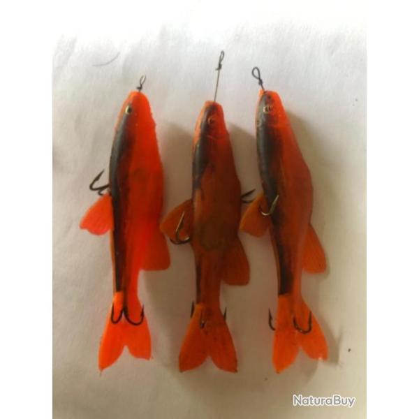 3 leurre mino rouge n4 8 cm arm� Mepps peche rivi�re carnassier