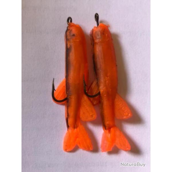 2 leurre mino rouge n1  5 cm arm� Mepps peche rivi�re carnassier